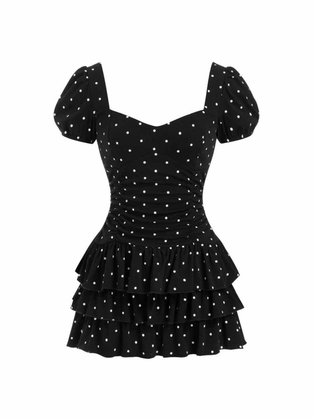 CIDER Sweetheart Puffed Sleeve Black Size 2 Mini Dress